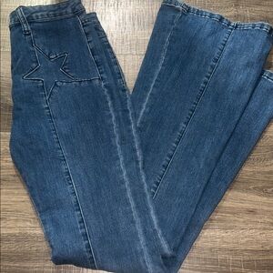 Saint & Hearts Star Back Bell Bottom Jeans- Medium- Y2K Retro Flare Denim